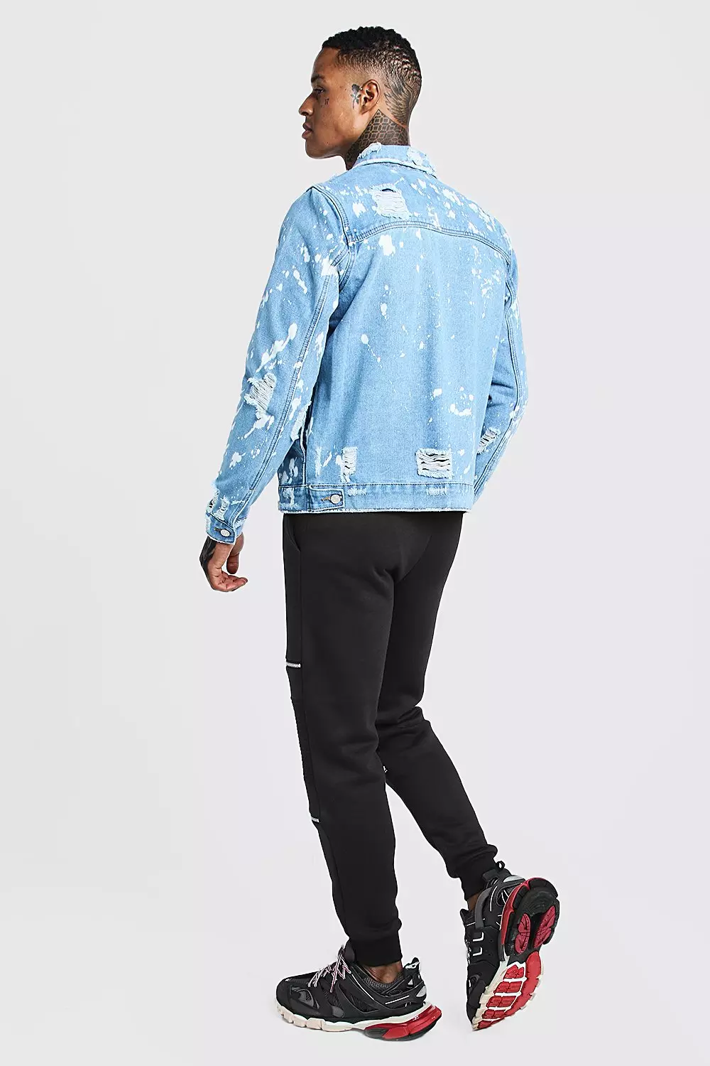 Ripped Denim Jacket With Bleach Effect